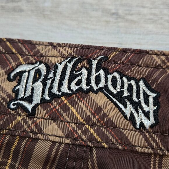Billabong Scottish Plaid Long Cargo Board Shorts Lace Fly Metallic Logo Surf 30 - Picture 5 of 6